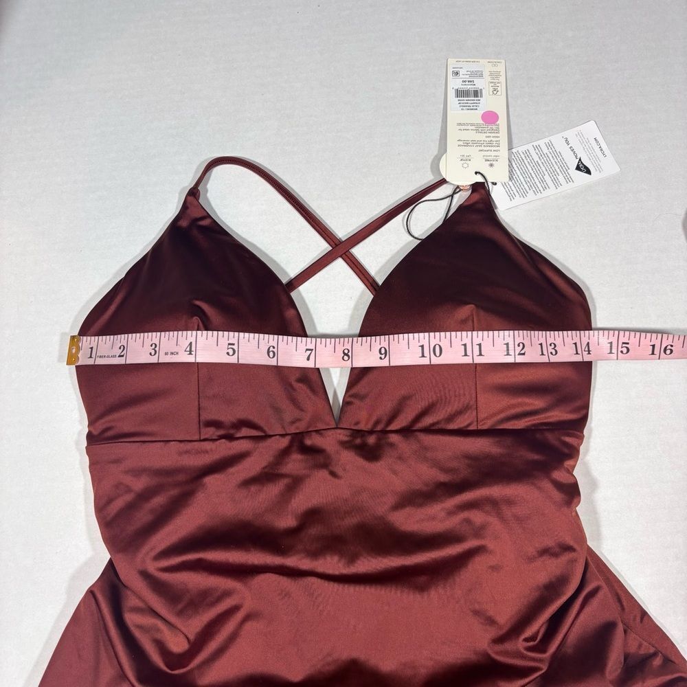 CALIA Women's Swim Triangle Strappy
Back One Piece NWT Size 10 Red Brown Shine - Picture 11 of 12
